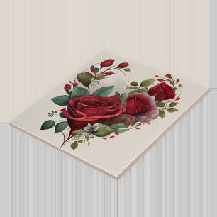 Heart and Red Roses Tile