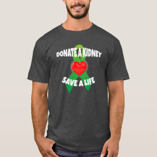 Heart and Ribbon Kidney Donation Awareness T-Shirt