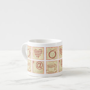 Heart and Ring Woodblock Drawings Espresso Cup