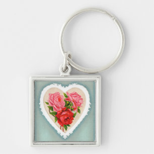 Heart and Roses Key Ring