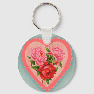 Heart and Roses Keychain