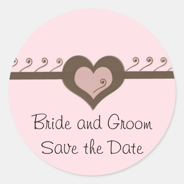 Heart and Scrolls Classic Round Sticker (Front)