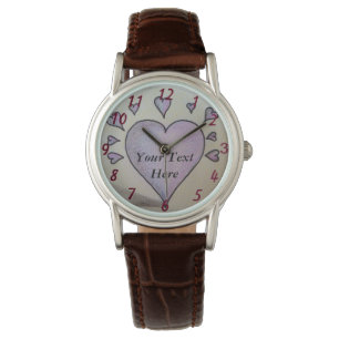 heart and small purple hearts painting romantic watch