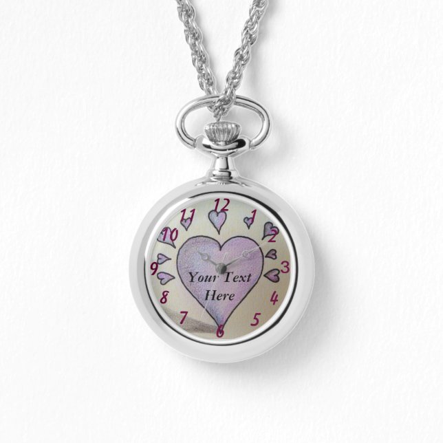 heart and small purple hearts painting romantic watch (Front)