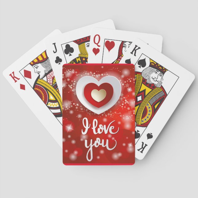 Heart and Stars in Red Playing Cards (Back)