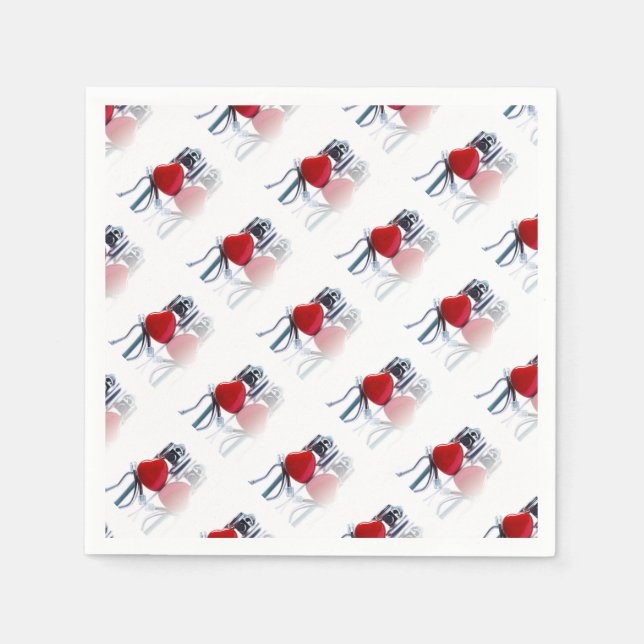 Heart and Stethoscope Party Napkin (Front)