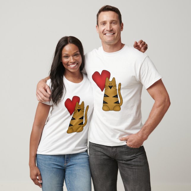 Heart and Striped Cat Tshirts and Gifts (Unisex)