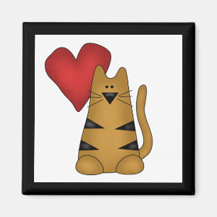 Heart and Striped Cat Tshirts and Gifts Magnet
