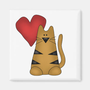 Heart and Striped Cat Tshirts and Gifts Magnet