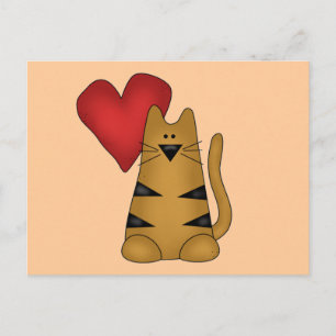 Heart and Striped Cat Tshirts and Gifts Postcard