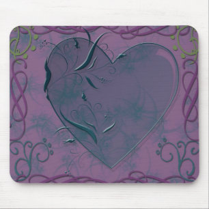 heart and swirls mouse mat