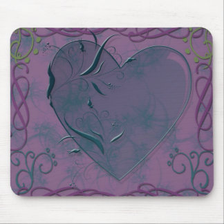 heart and swirls mouse mat