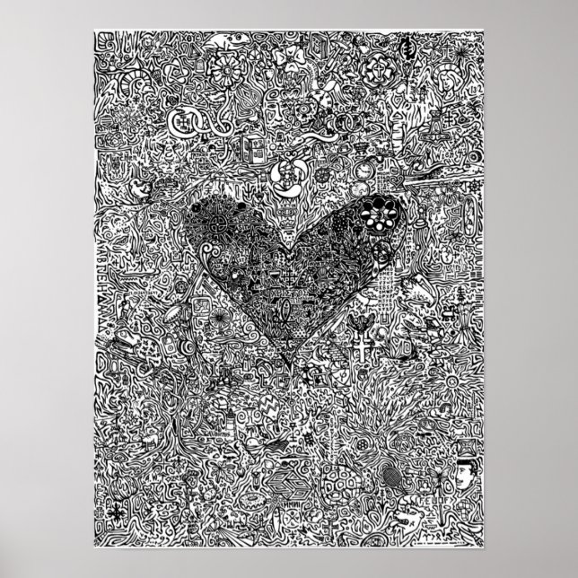 "Heart and Symbols" LARGE Poster (Front)