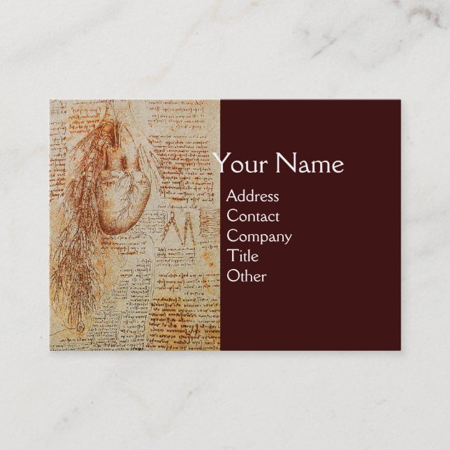 Heart and the Bronchial Arteries, Medical Monogram Business Card (Front)