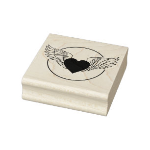 Heart and Wings Rubber Stamp