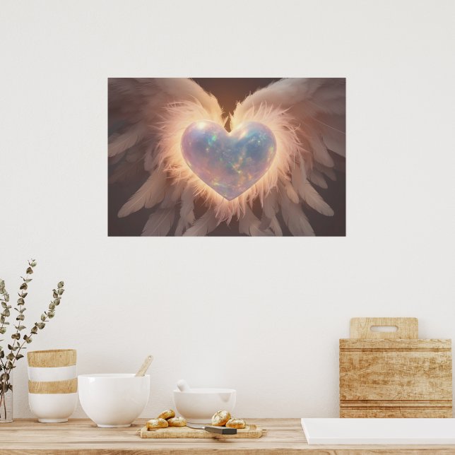 *~*~  Heart Angel Peach Wings  AP78 Opal Poster (Kitchen)