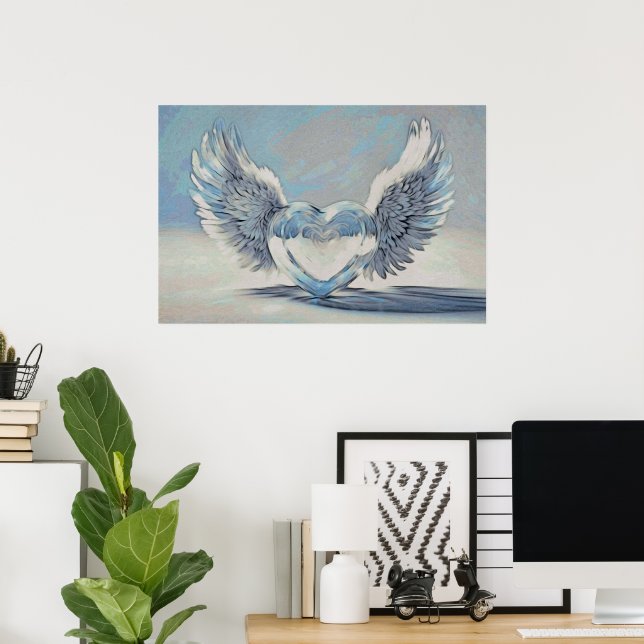 *~* HEART ANGEL WINGS AP78 Artsy Poster (Home Office)