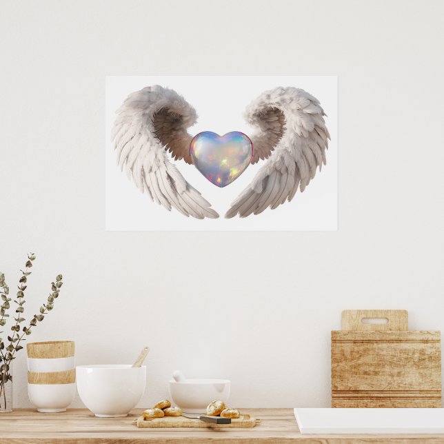 *~*~  Heart Angel Wings  AP78 Opal LOVE Poster (Kitchen)
