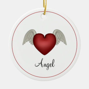 Heart Angel Wings Ceramic Tree Decoration