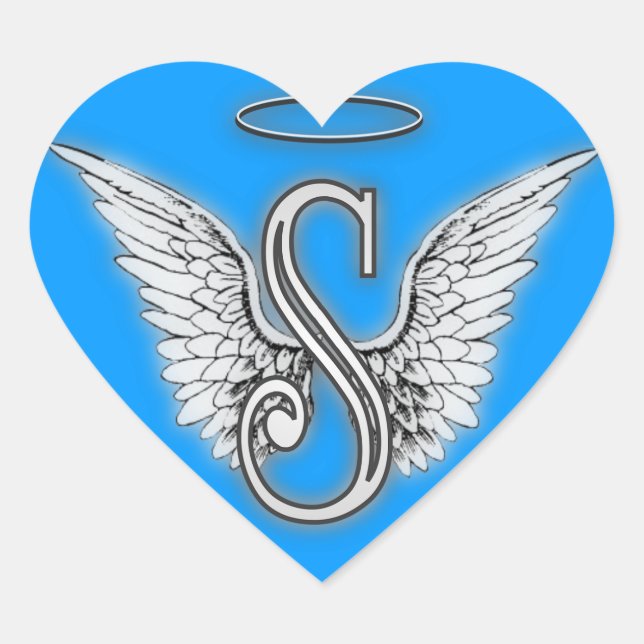 Heart Angel Wings Monogram Heart Sticker (Front)