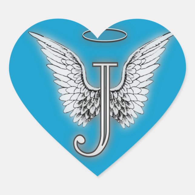 Heart Angel Wings Monogram Sticker (Front)