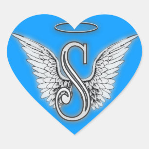 Heart Angel Wings Monogram Sticker