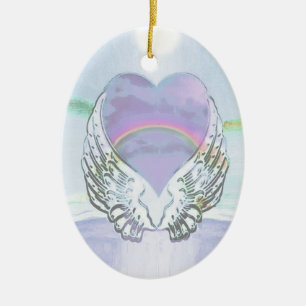 Heart, Angel Wings & Ocean Ceramic Tree Decoration