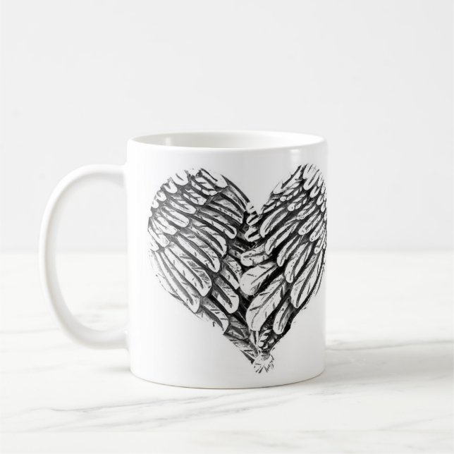 Heart, Angel Wings, Spiritual Mug (Left)