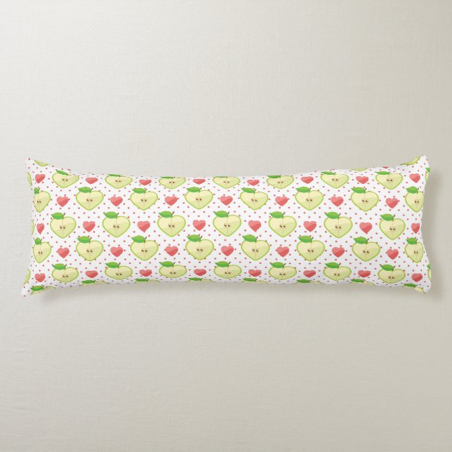 Heart Apples with Pink Polka Dots And Hearts Body Cushion (Front)