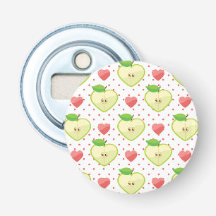 Heart Apples with Pink Polka Dots And Hearts Bottle Opener