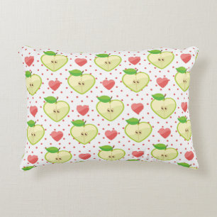 Heart Apples with Pink Polka Dots And Hearts Decorative Cushion