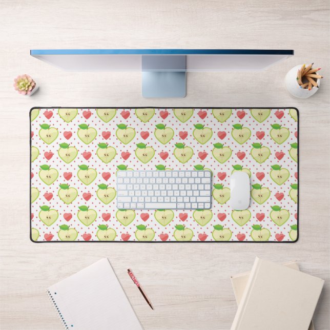 Heart Apples with Pink Polka Dots And Hearts Desk Mat (Office 1)
