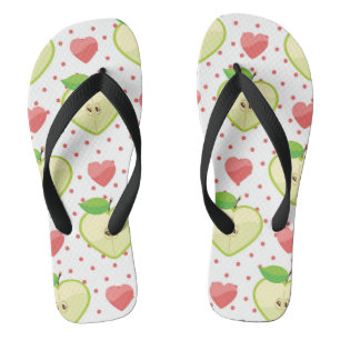 Heart Apples with Pink Polka Dots And Hearts Flip Flops