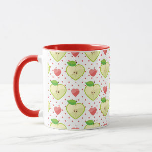 Heart Apples with Pink Polka Dots And Hearts Mug