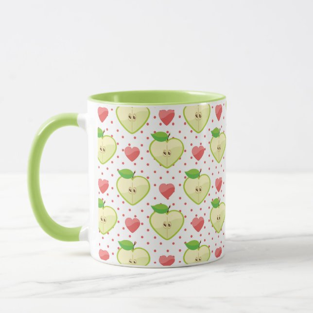 Heart Apples with Pink Polka Dots And Hearts Mug (Left)