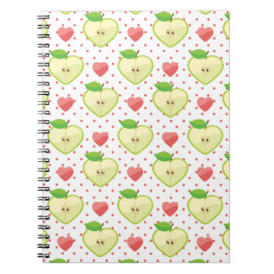 Heart Apples with Pink Polka Dots And Hearts Notebook