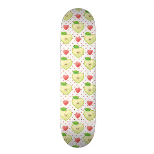 Heart Apples with Pink Polka Dots And Hearts Skateboard