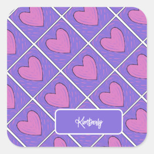 Heart Applique Quilt Pattern  Square Sticker