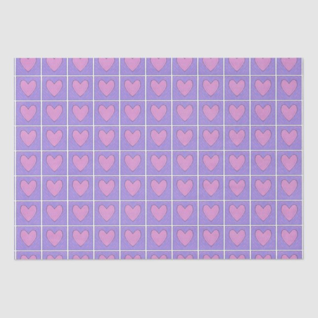 Heart Applique Quilt Woodblock Tissue Paper (Front)