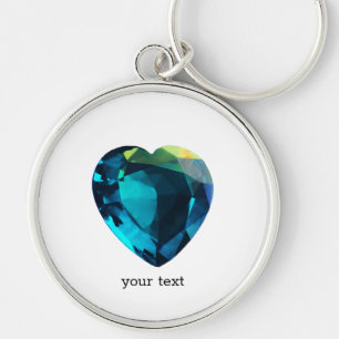 Heart Aquamarine, Blue Key Ring