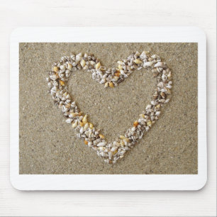 Heart arranged from Seashells Mouse Mat