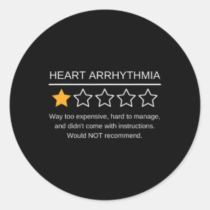 Heart Arrhythmia Awareness One Star Rating Survivo Classic Round Sticker