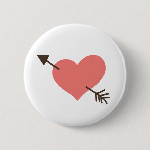 Heart Arrow 6 Cm Round Badge