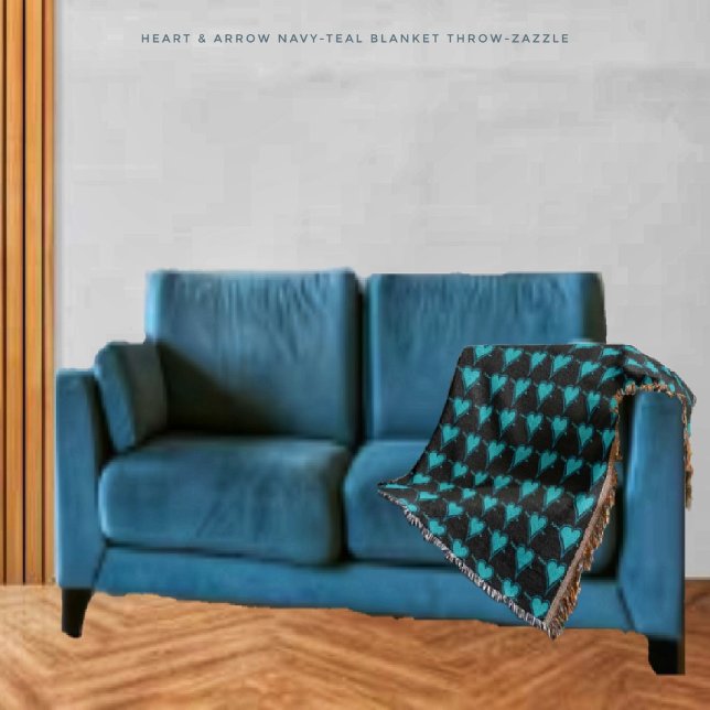 Heart & Arrow-Navy Teal Throw Blanket (Creator Uploaded)