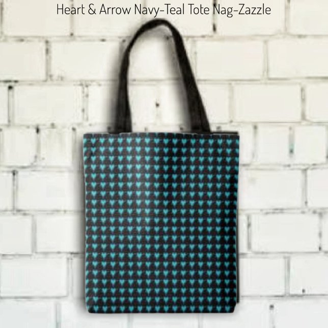 Heart & Arrow- Navy Teal  Tote Bag (Creator Uploaded)