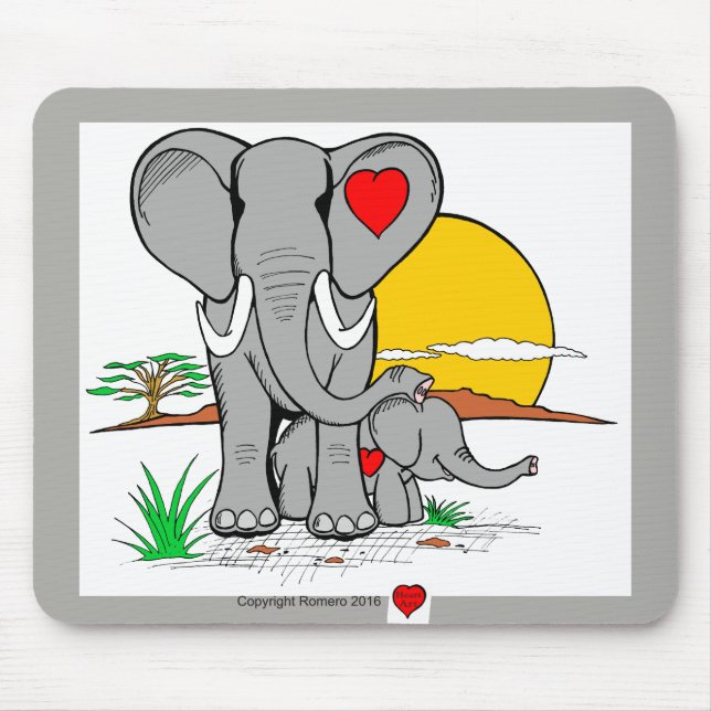 Heart Art Elephants Mouse Mat (Front)
