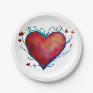 Heart Art Love  Custom Paper Plates 7"