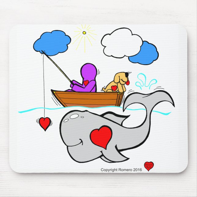 Heart Art Whale Mouse Mat (Front)
