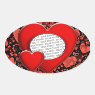 heart ART + your photo Oval Sticker