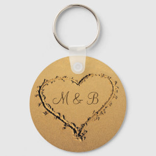 Heart at the Beach Personalised Monograms Key Ring